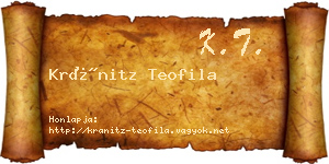 Kránitz Teofila névjegykártya